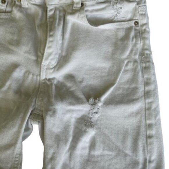 Indigo Rein Sz 7 High Rise Short Shorts White Raw Hem Cuffed Stretch Distressed - Picture 4 of 9